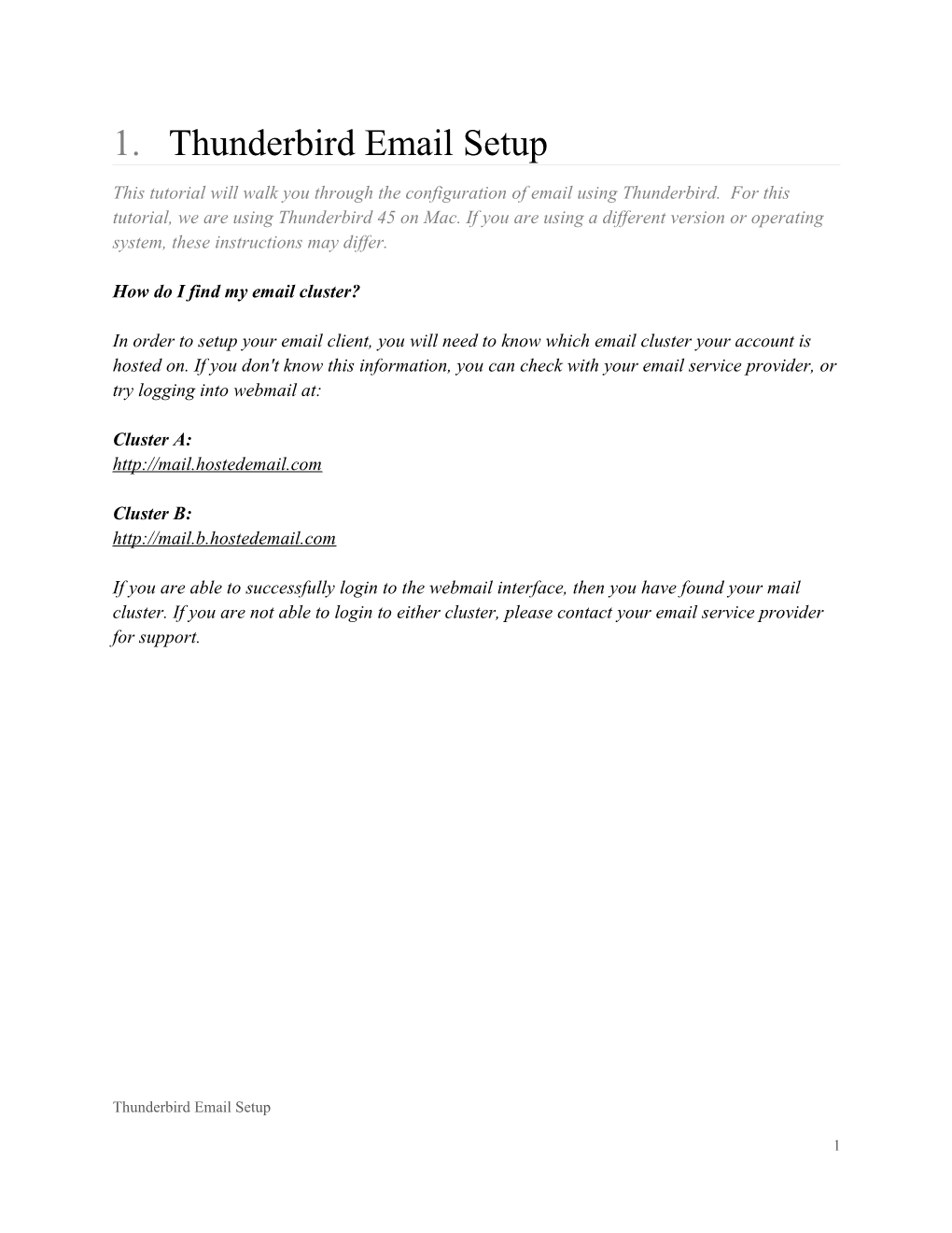 Thunderbird Email Setup