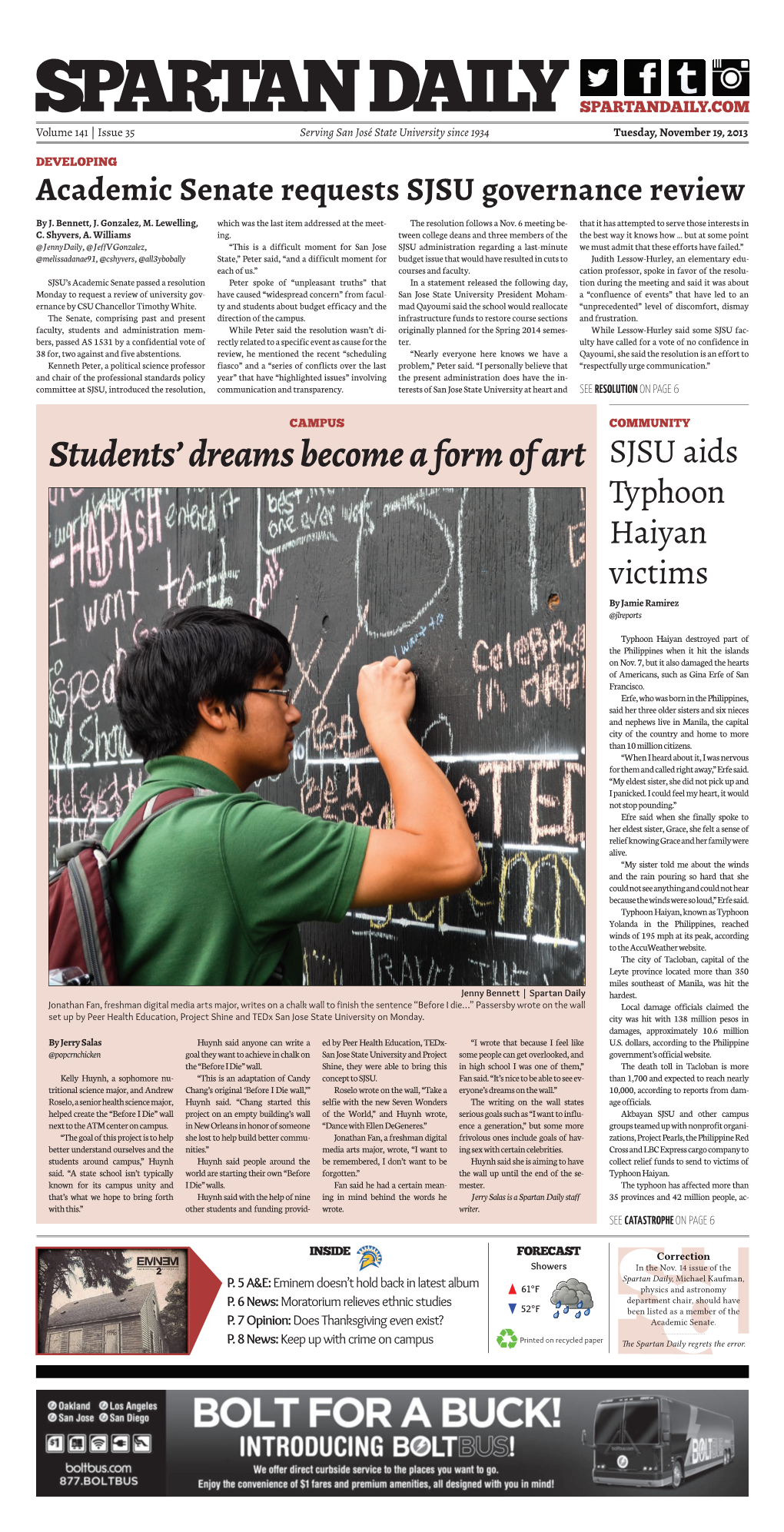 Spartan Daily, November 19, 2013