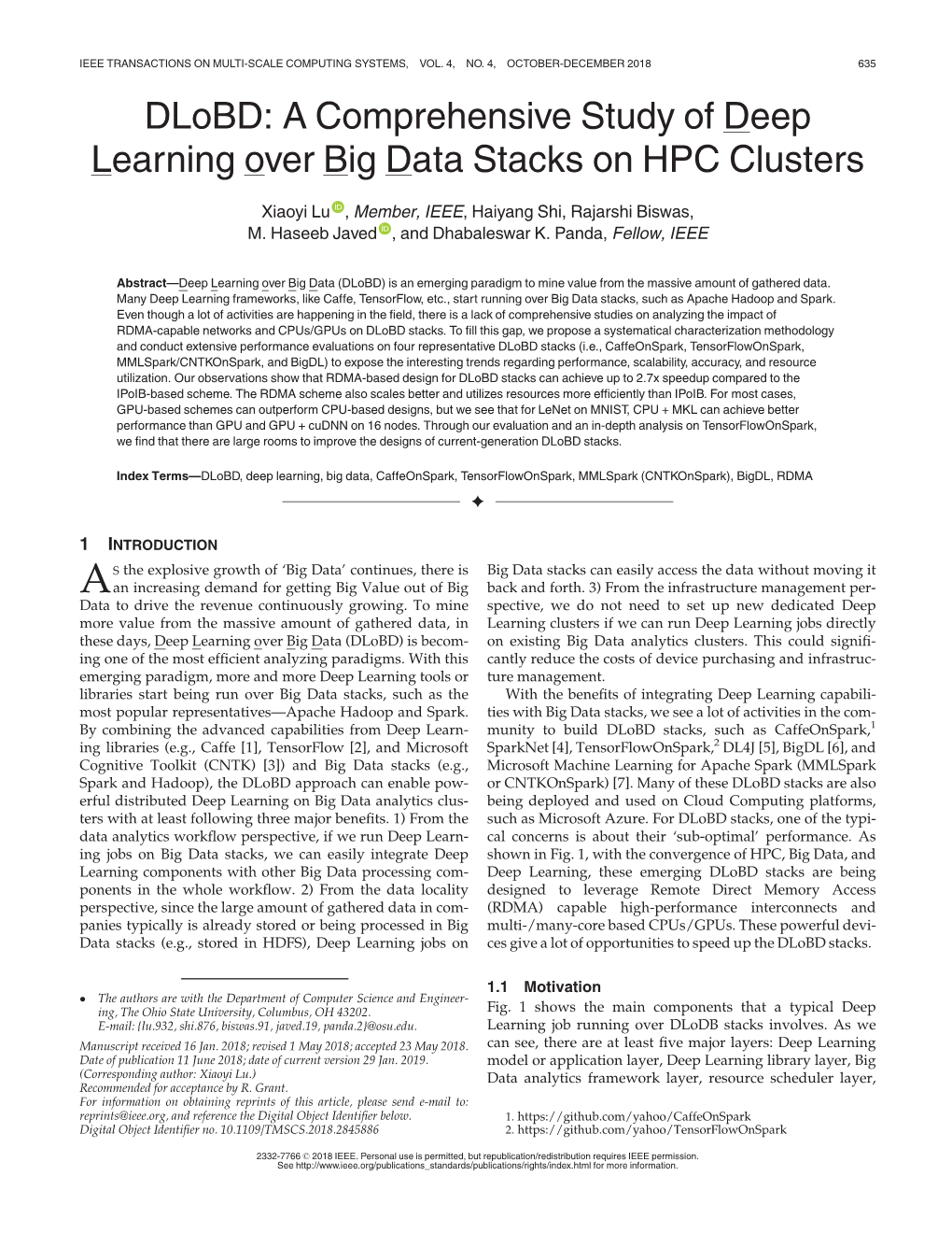 A Comprehensive Study of Deep Learning Over Big Data Stacks on HPC Clusters