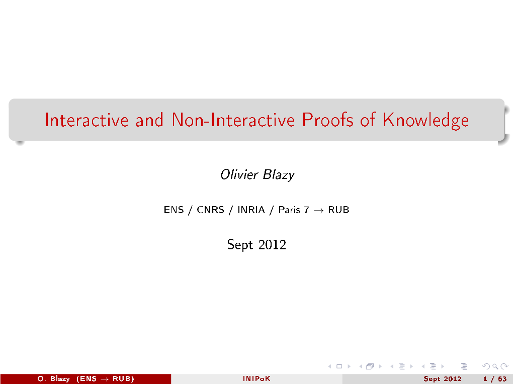 Interactive and Non-Interactive Proofs of Knowledge