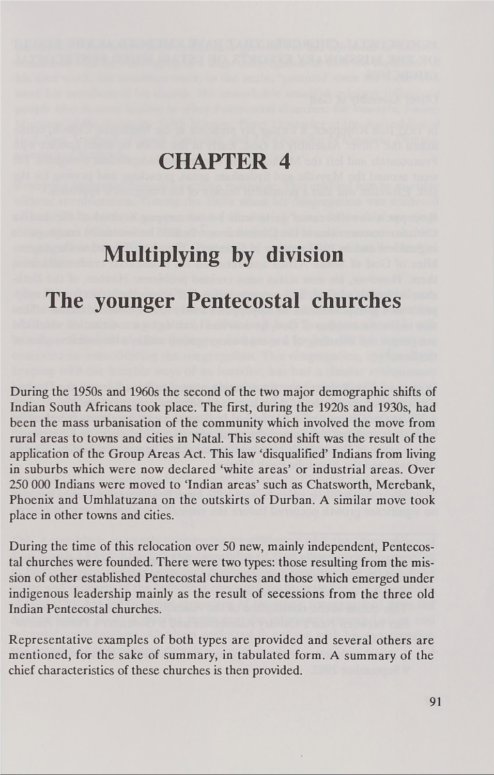 CHAPTER 4 Multiplying by Division the Younger Pentecostal Churches