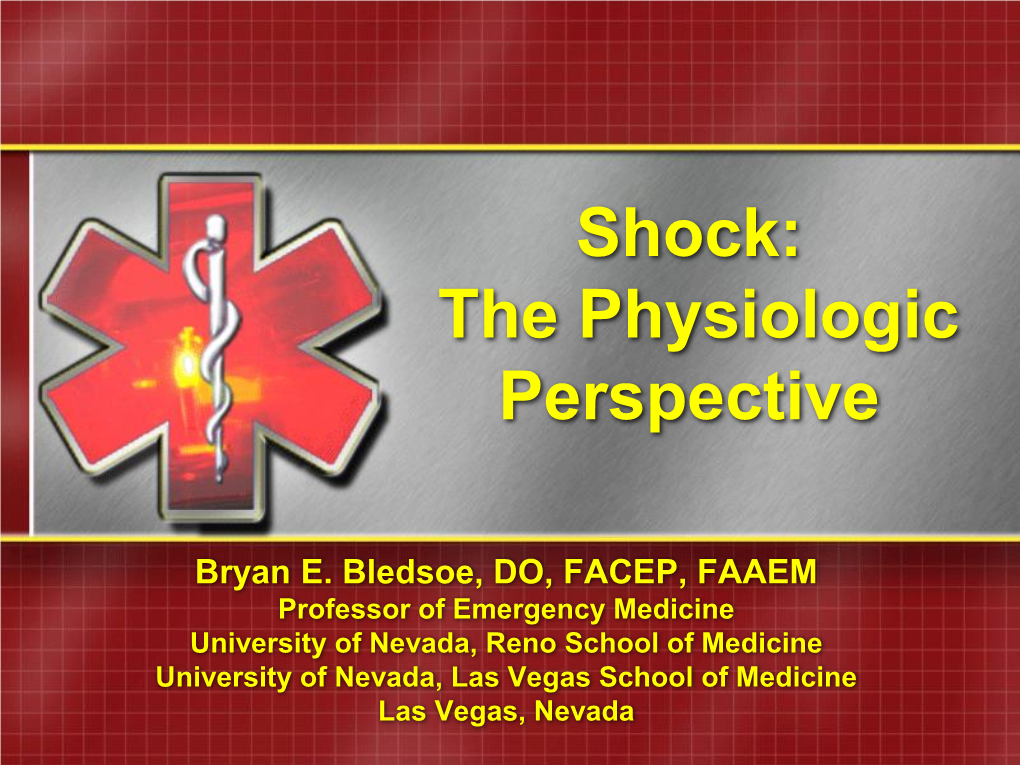 Shock: the Physiologic Perspective