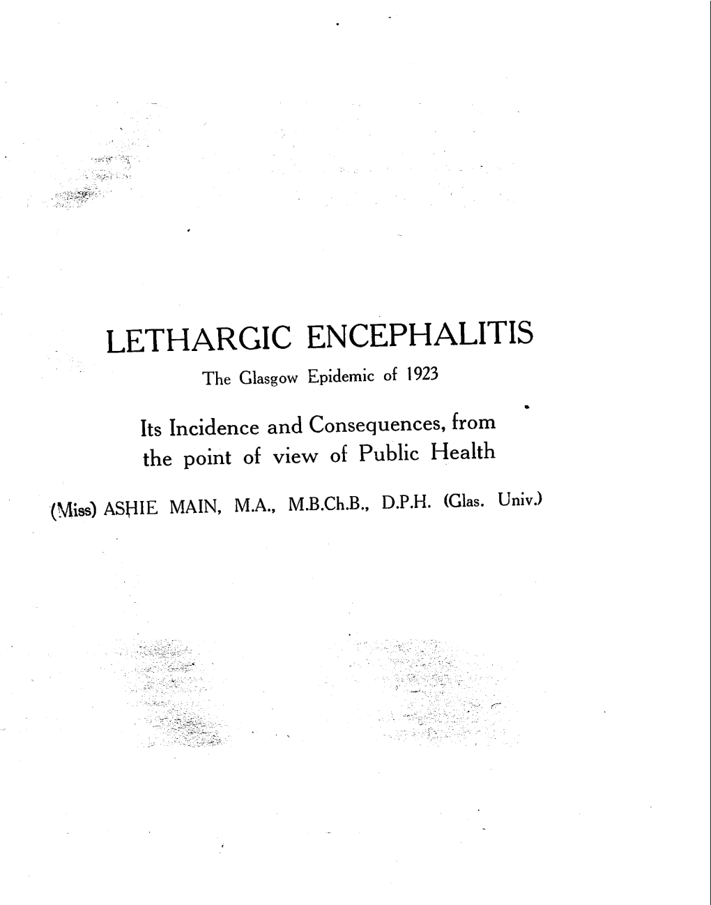 Lethargic Encephalitis