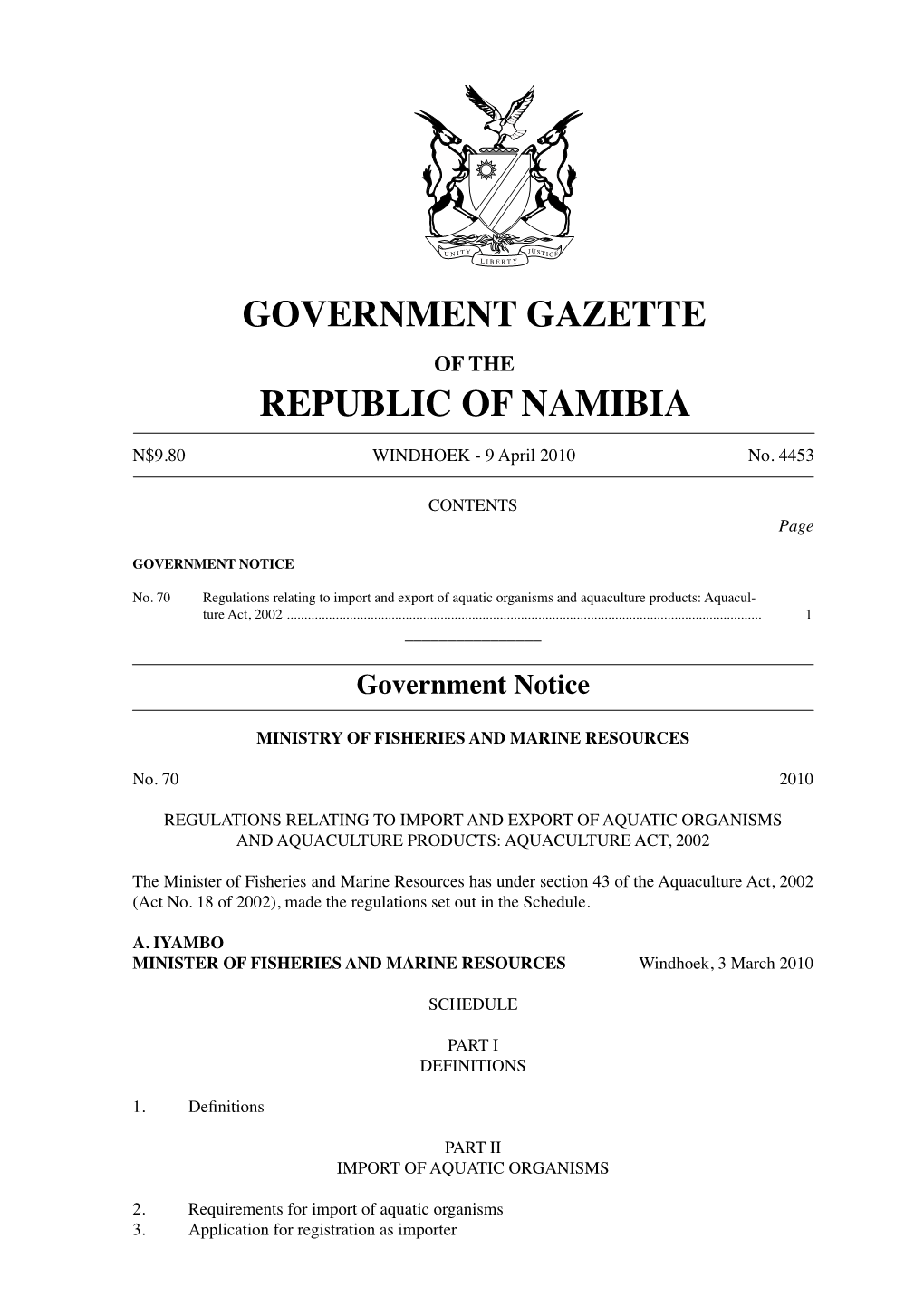 Government Gazette Republic of Namibia