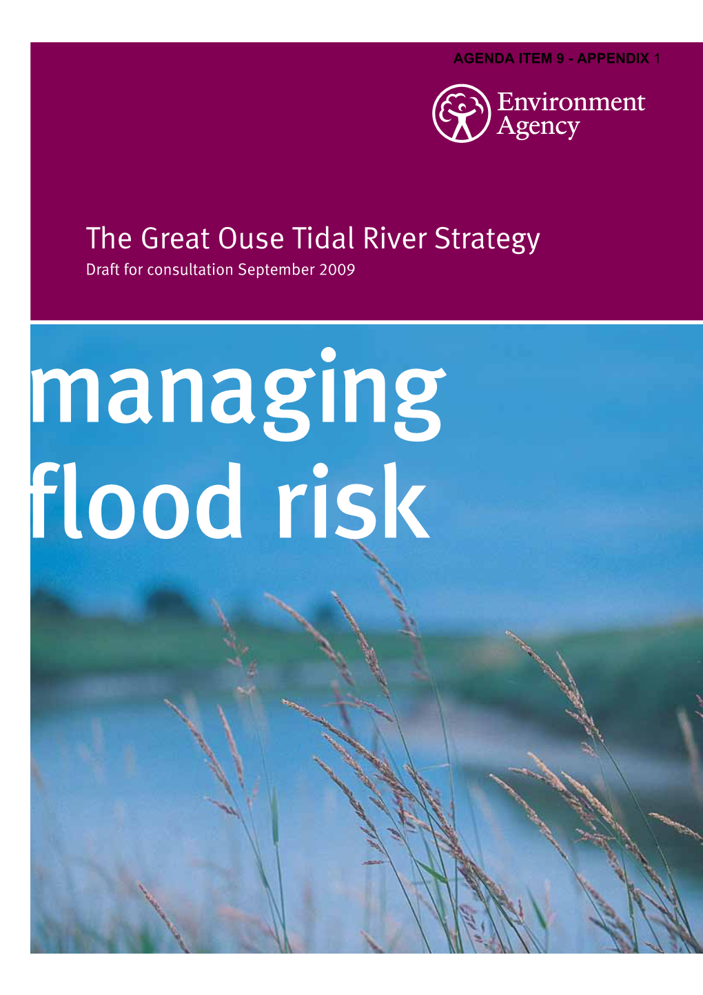 The Great Ouse Tidal River Strategy Draft for Consultation September 2009 Managing Flood Risk We Are the Environment Agency