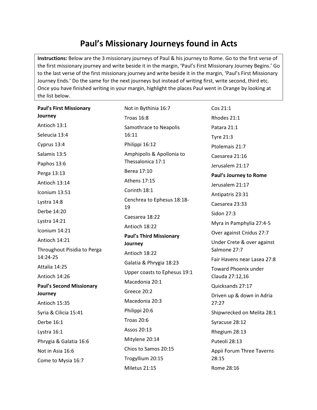 Paul's Missionary Journeys Found in Acts