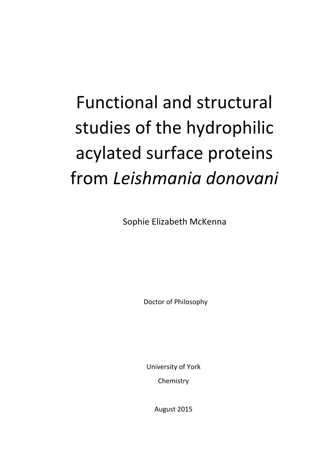 Functional and Structural Studies of the Hydrophilic Acylated Surface