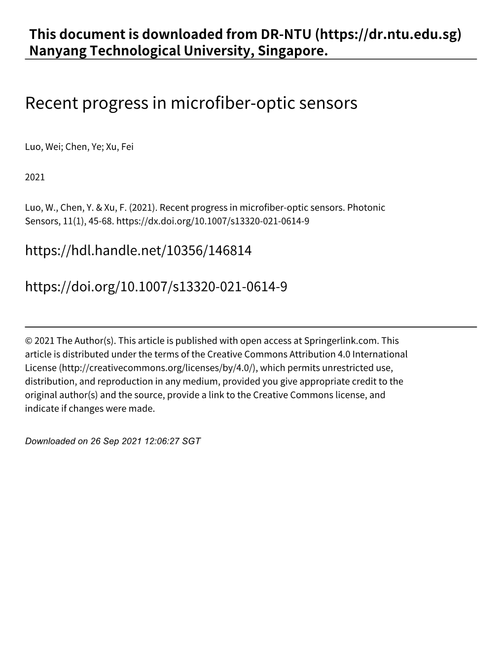 Recent Progress in Microfiber‑Optic Sensors