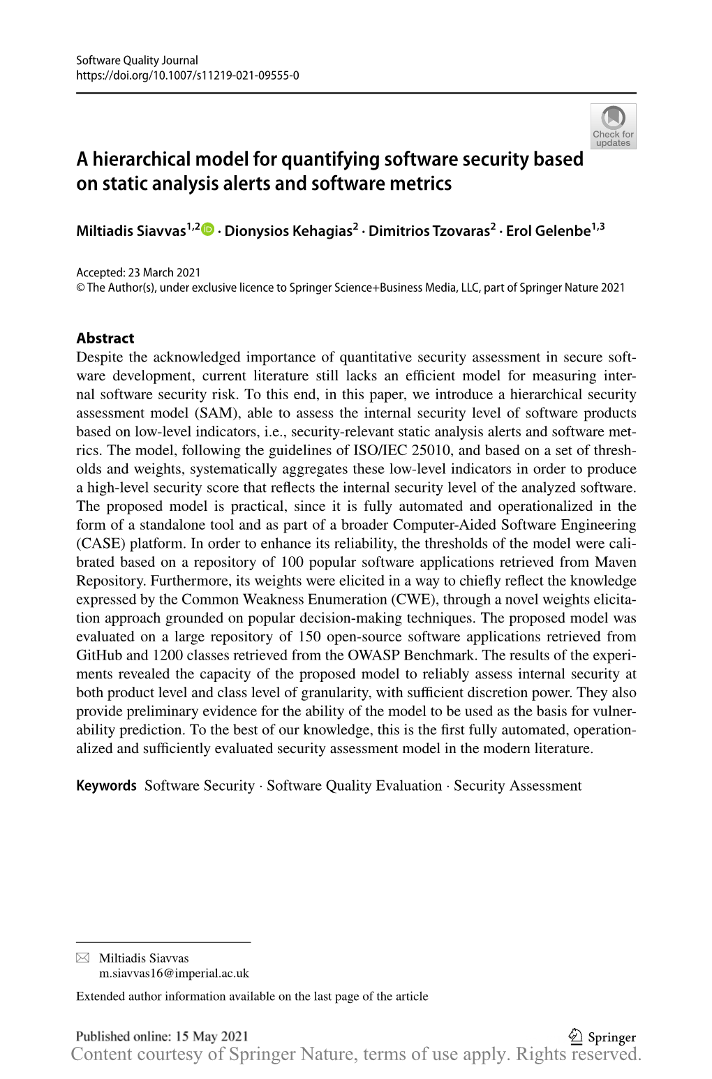 A Hierarchical Model for Quantifying Software Security.Pdf