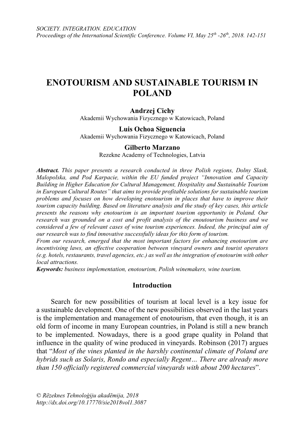 Enotourism and Sustainable Tourism in Poland