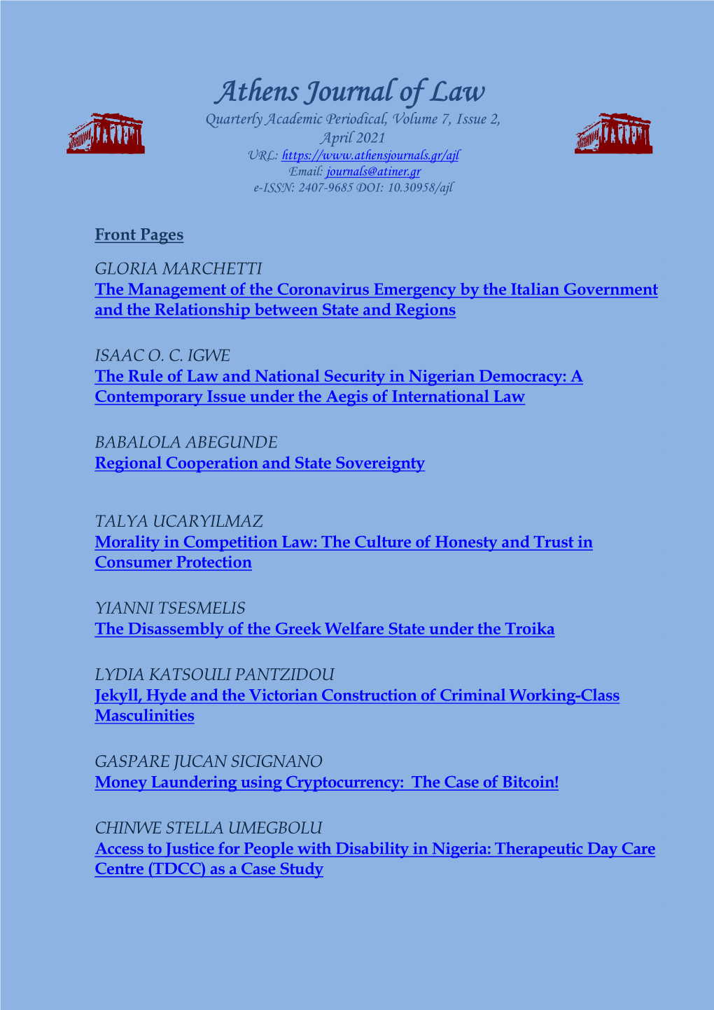 Athens Journal Of