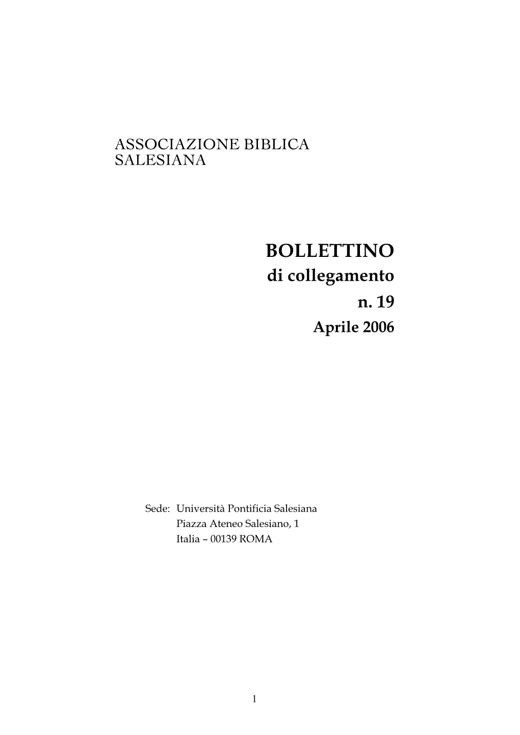 BOLLETTINO Di Collegamento N