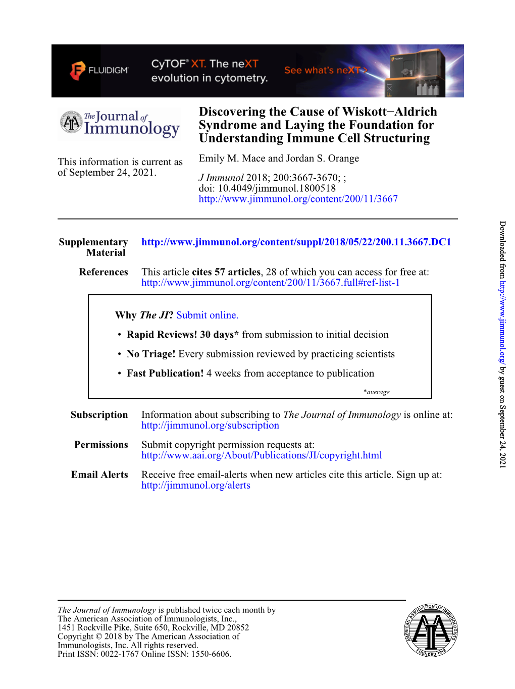 Discovering the Cause of Wiskott–Aldrich Syndrome and Laying the Foundation for Understanding Immune Cell Structuring Emily M