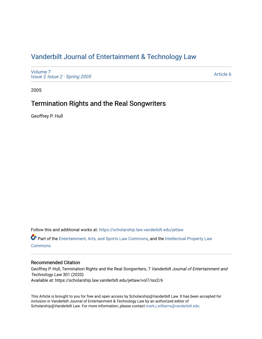 Termination Rights and the Real Songwriters