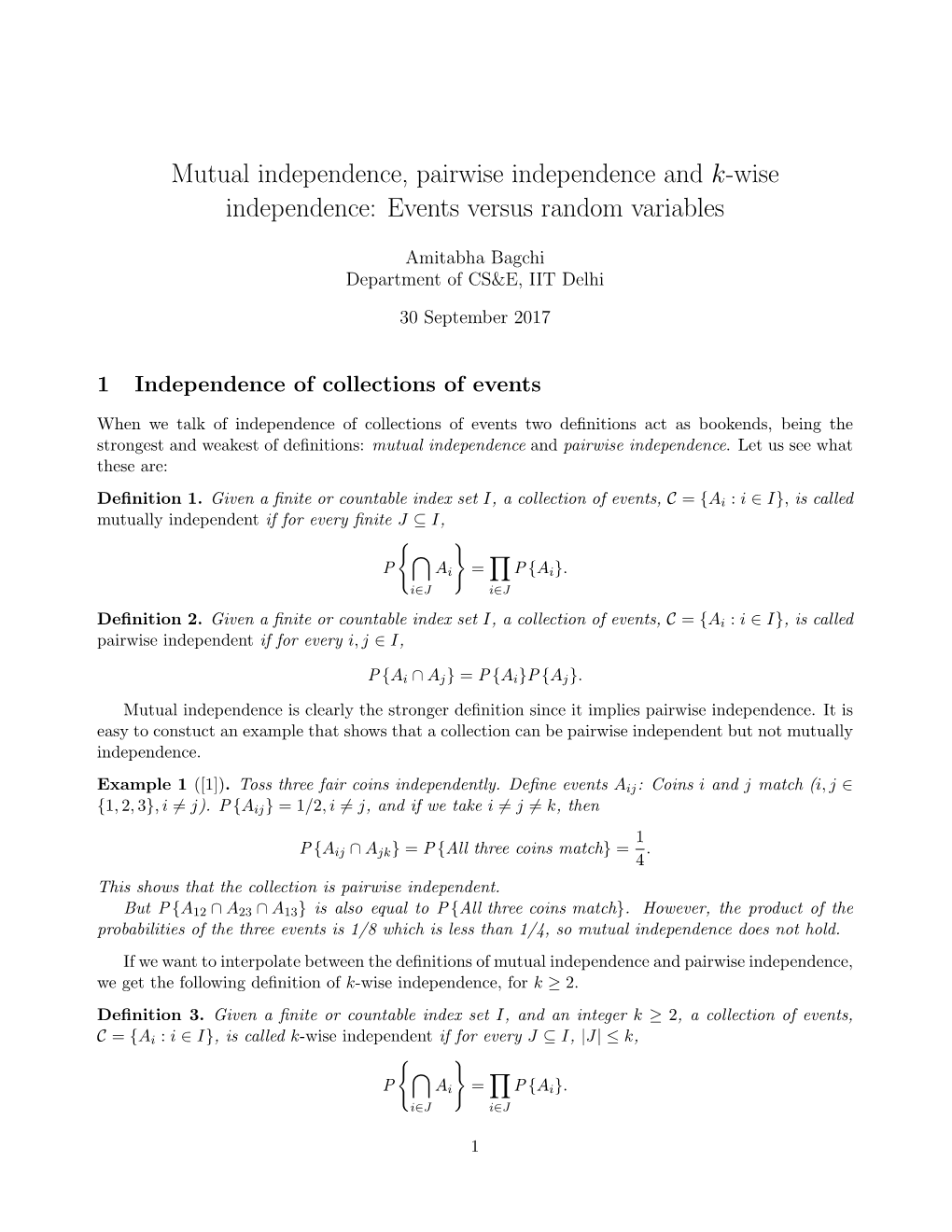 Wise Independence: Events Versus Random Variables