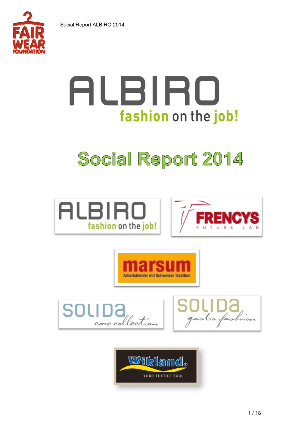Social Report ALBIRO 2014 1 / 18