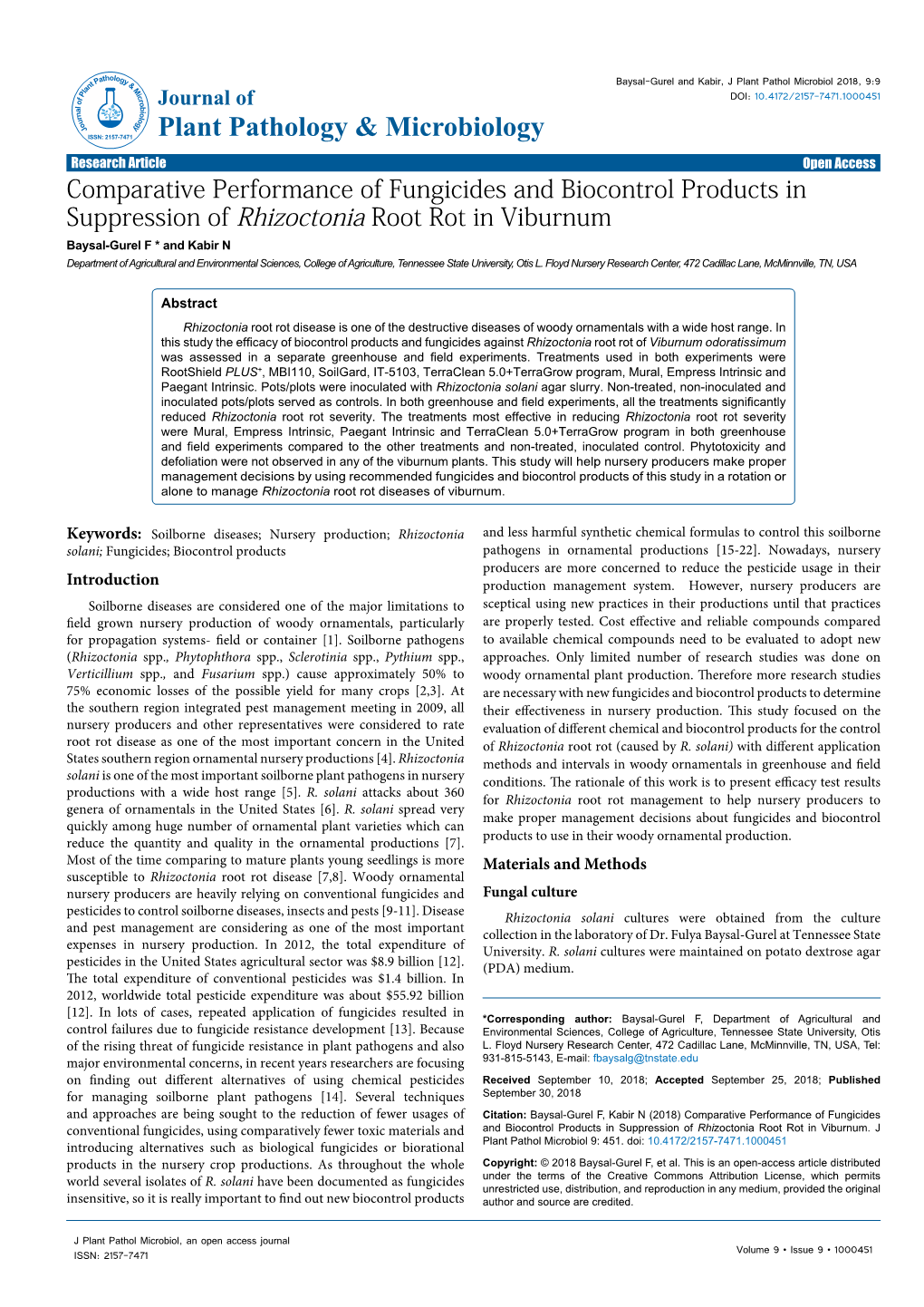 Comparative Performance of Fungicides and Biocontrol Products