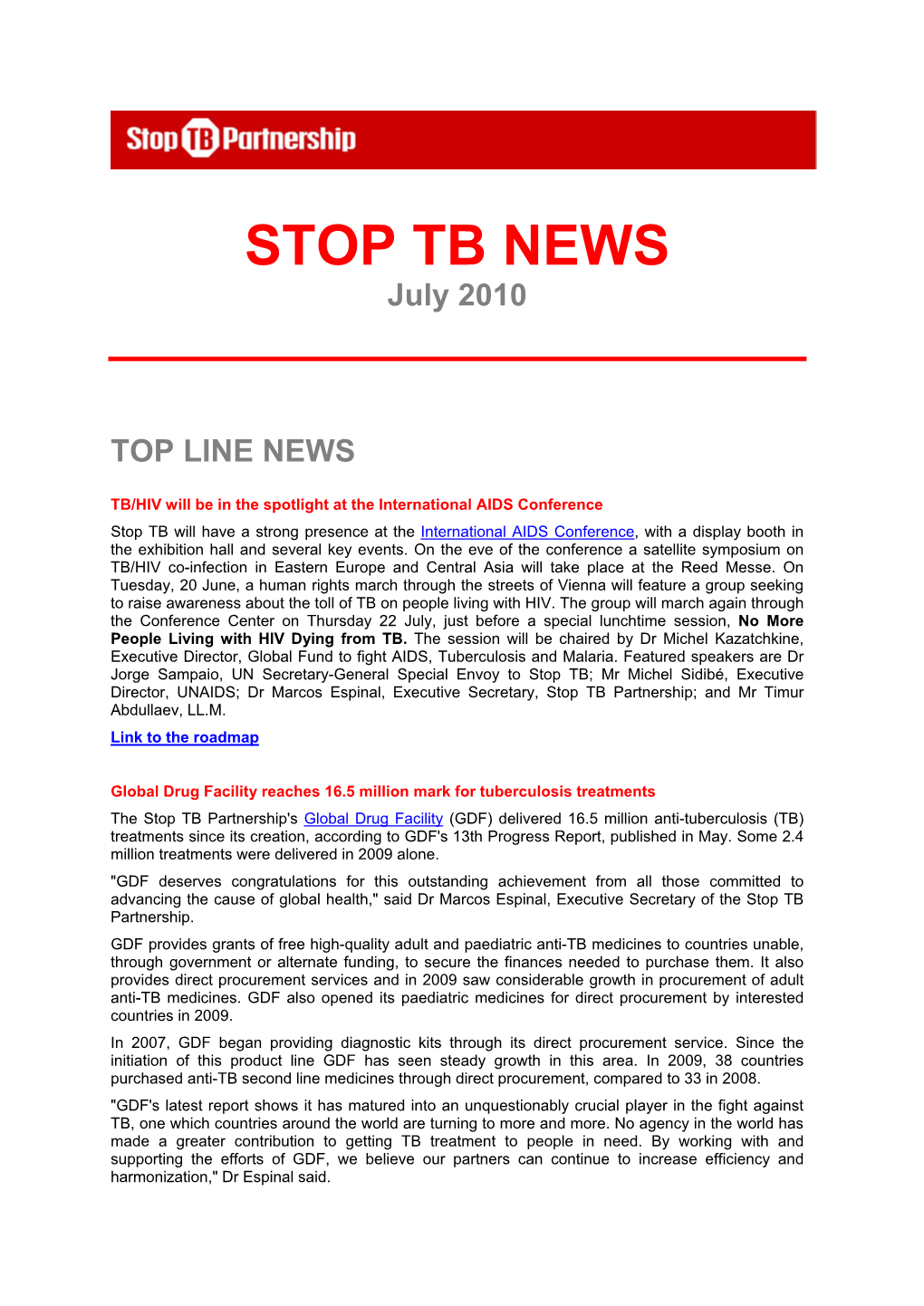 STOP TB NEWS July 2010
