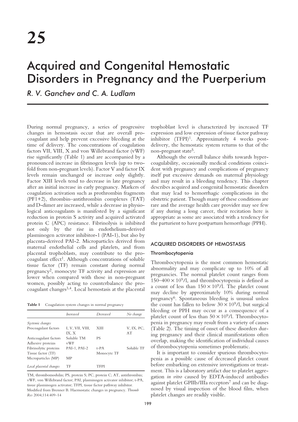 Acquired and Congenital Hemostatic Disorders in Pregnancy and the Puerperium R
