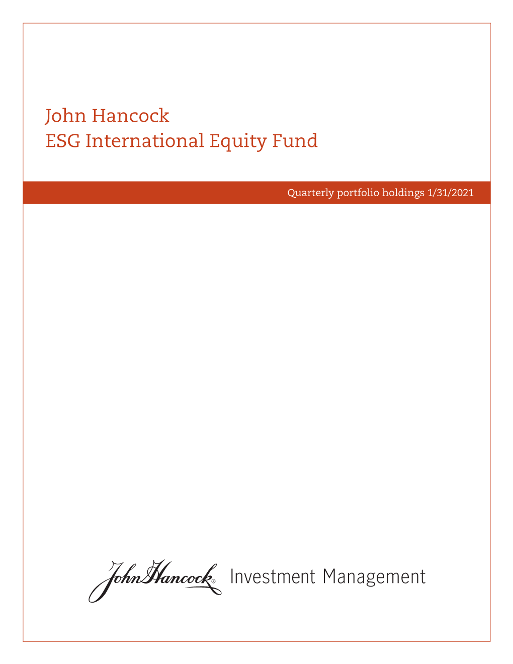 John Hancock ESG International Equity Fund