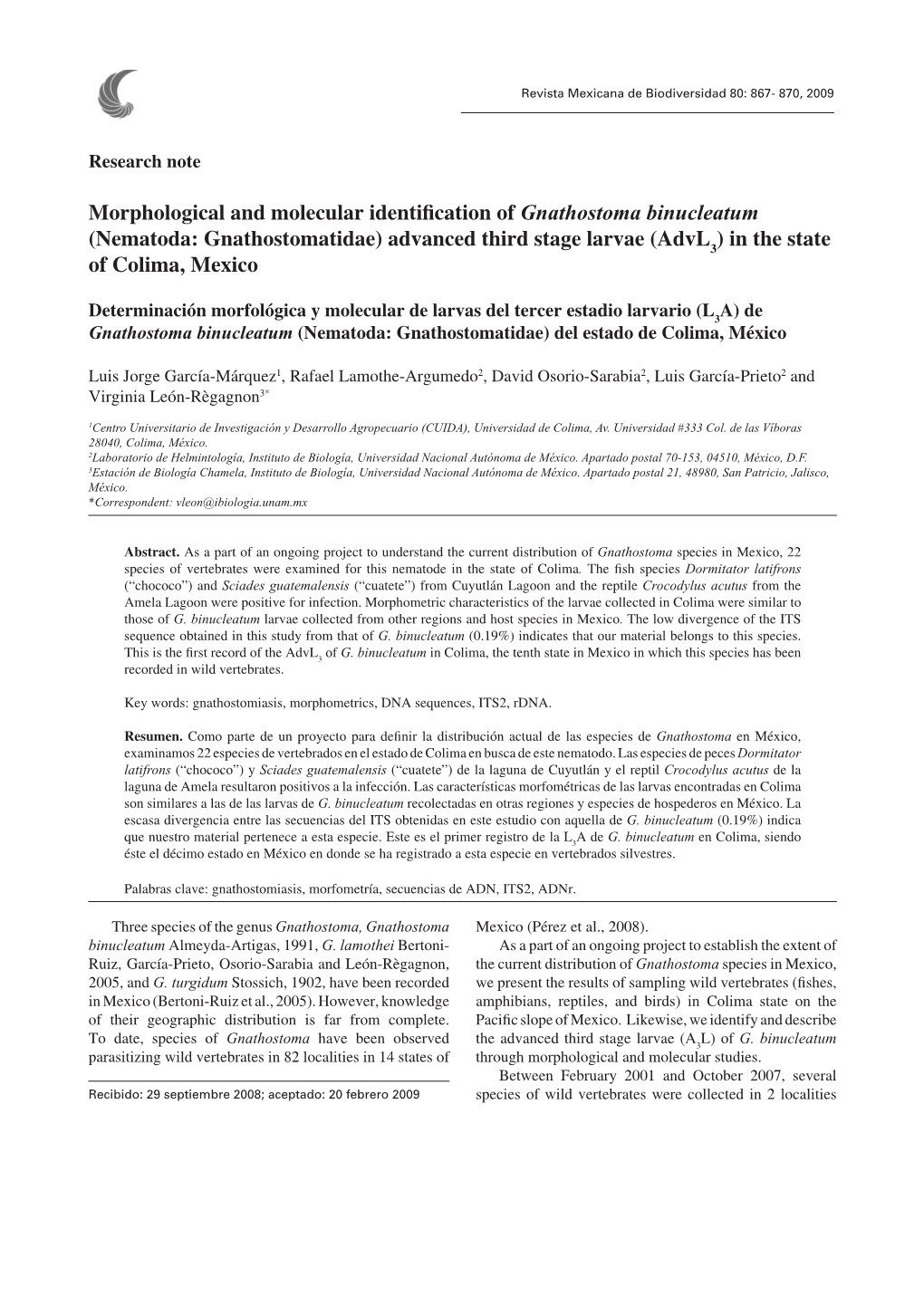 Morphological and Molecular Identification Of