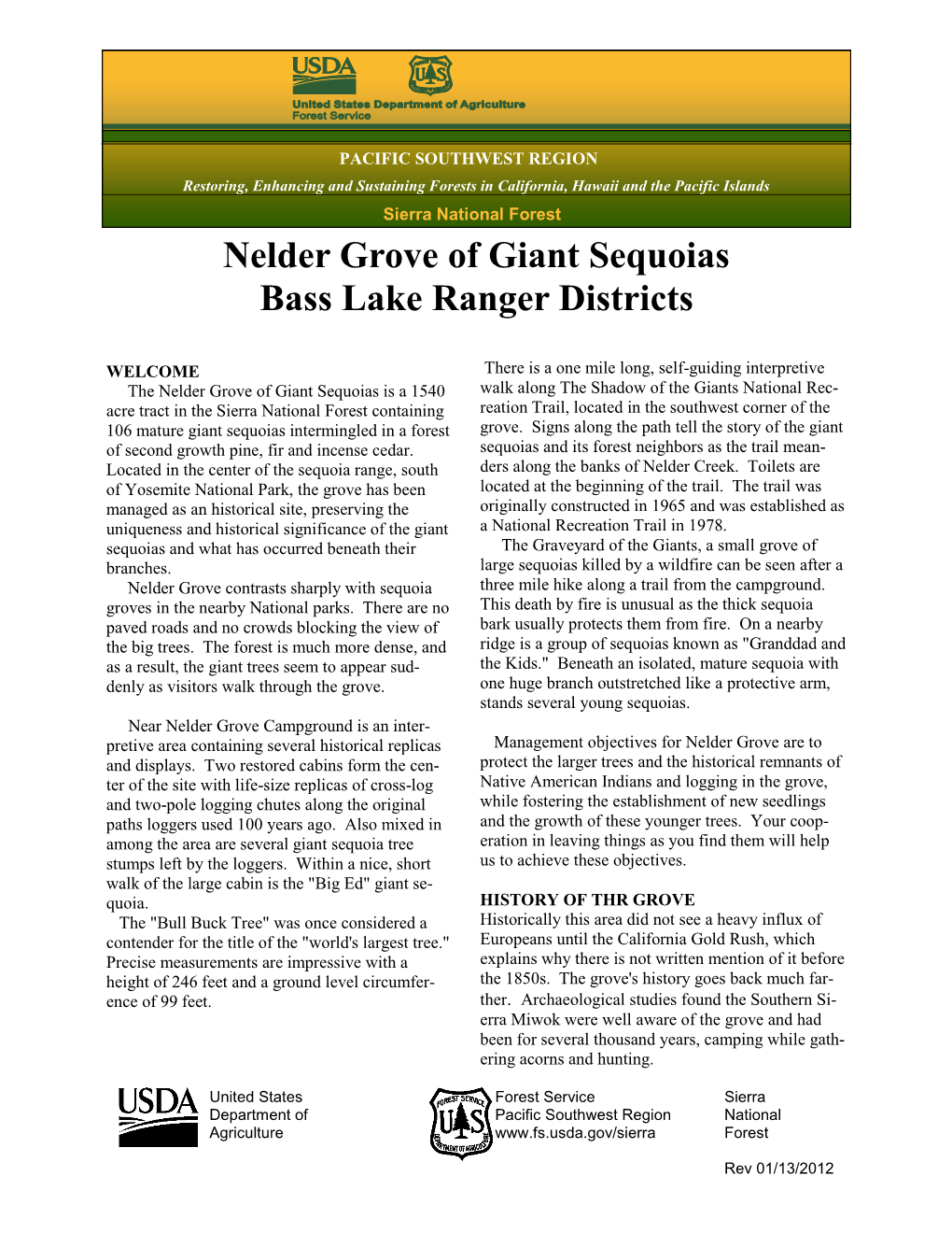 Nelder Grove of Giant Sequoias Bass Lake Ranger Districts