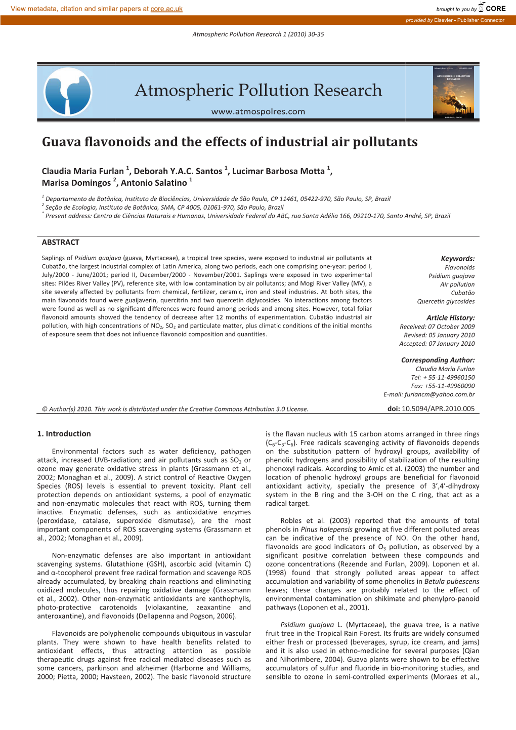 Guava Flavonoids and the Effects of Industrial Air Pollutants