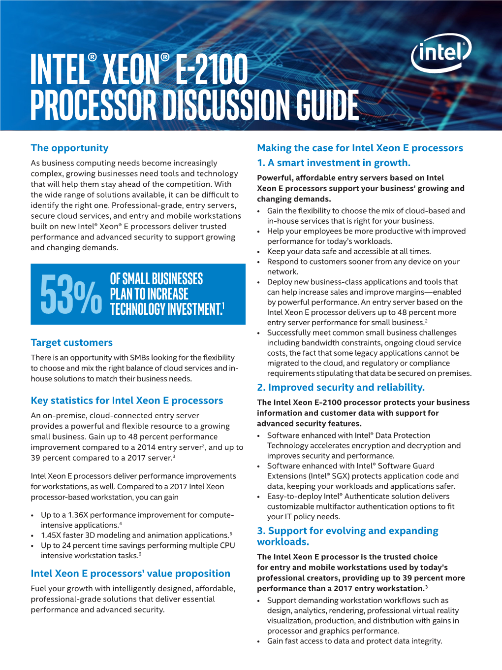 Intel® Xeon® E Processor Discussion Guide