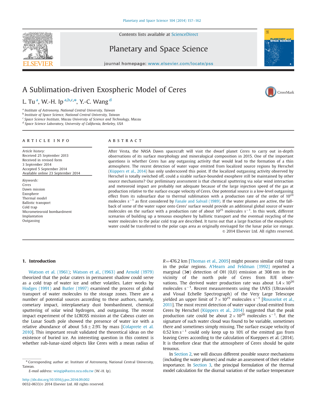 A Sublimation-Driven Exospheric Model of Ceres