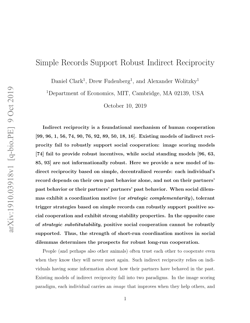 Simple Records Support Robust Indirect Reciprocity