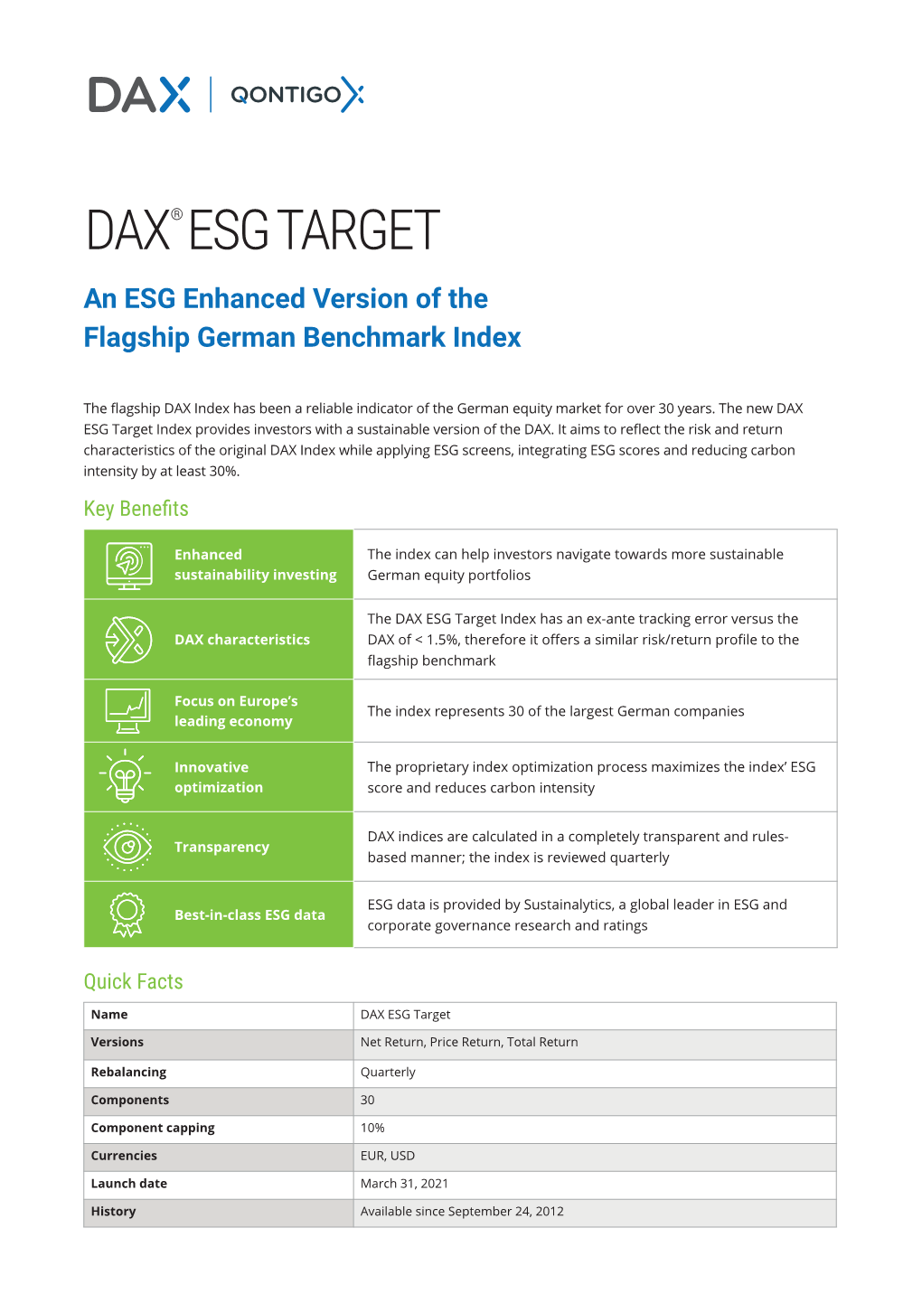 DAX ESG Target Index Provides Investors with a Sustainable Version of the DAX