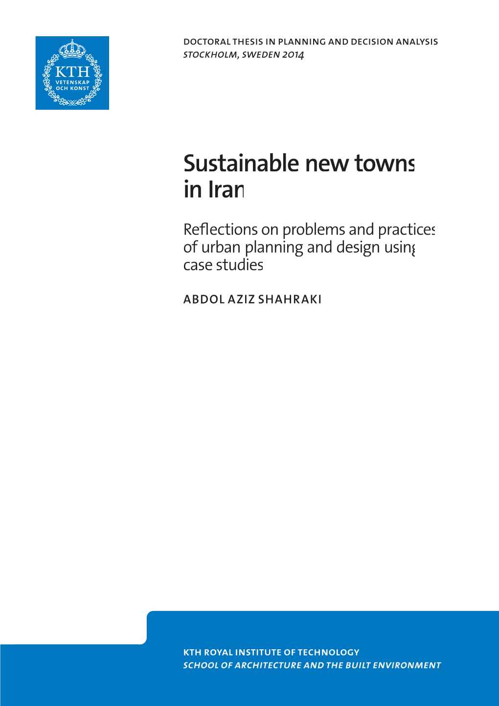 Sustainable New Towns in Iran