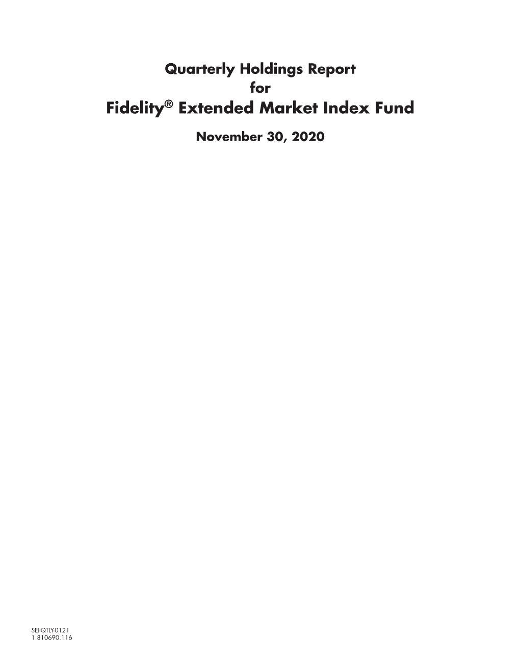 Fidelity® Extended Market Index Fund