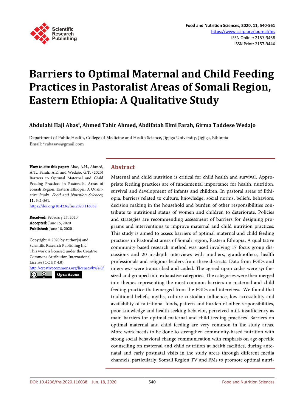 Barriers to Optimal Maternal and Child Feeding Practices in Pastoralist Areas of Somali Region, Eastern Ethiopia: a Qualitative Study