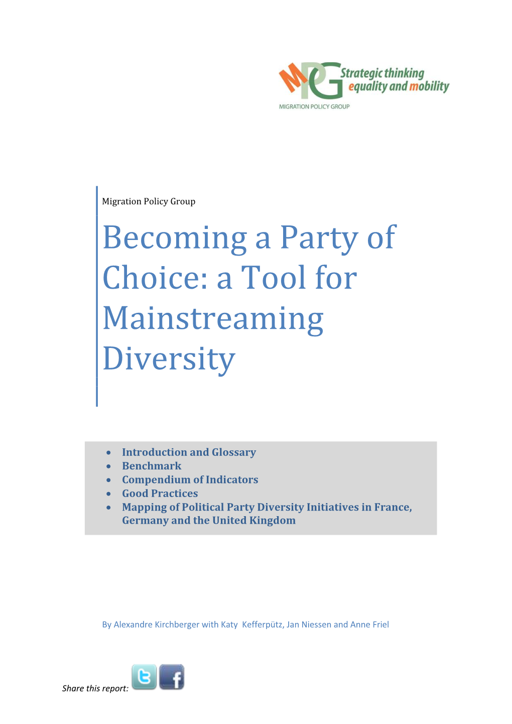 Becoming a Party of Choice: a Tool for Mainstreaming Diversity