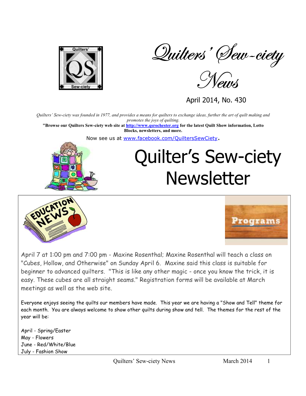 Quilters' Sew-Ciety News