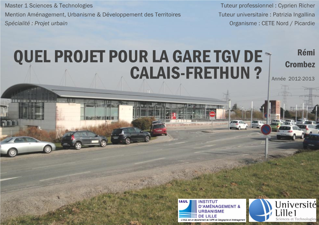 Quel Projet Pour La Gare TGV De CALAIS-FRETHUN