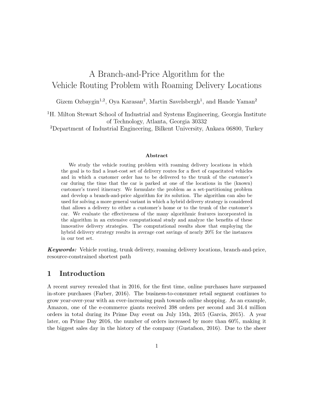 A Branch-And-Price Algorithm for the Vehicle Routing Problem with Roaming Delivery Locations