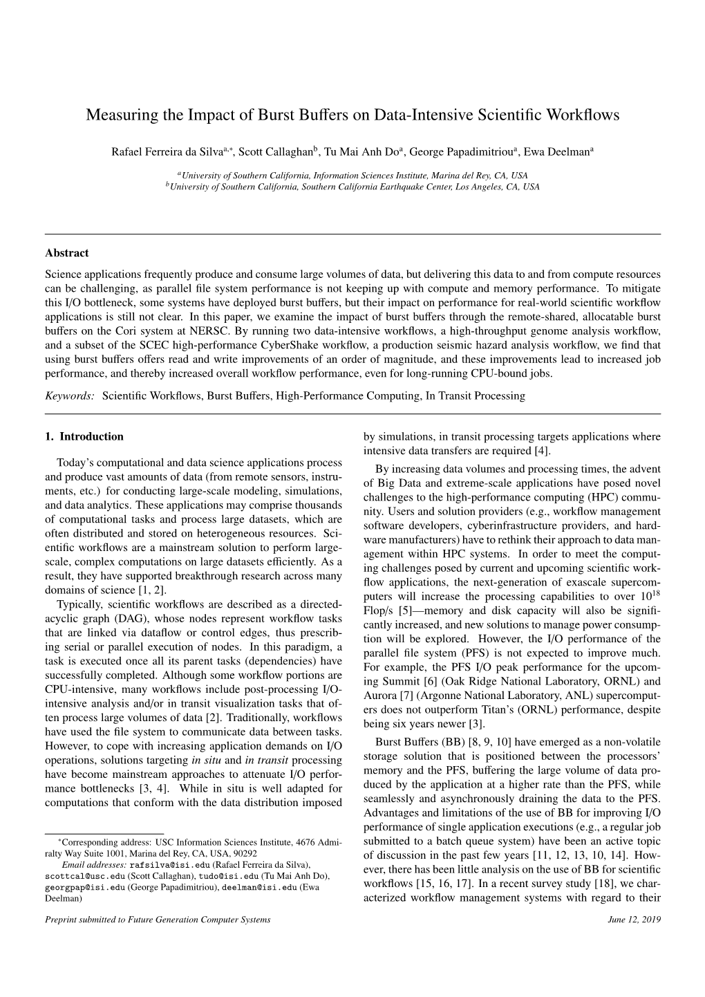 Measuring the Impact of Burst Buffers on Data-Intensive Scientific Workflows