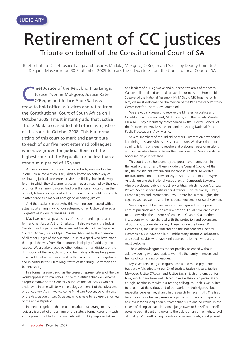 Retirement of Constitutional Court Justices