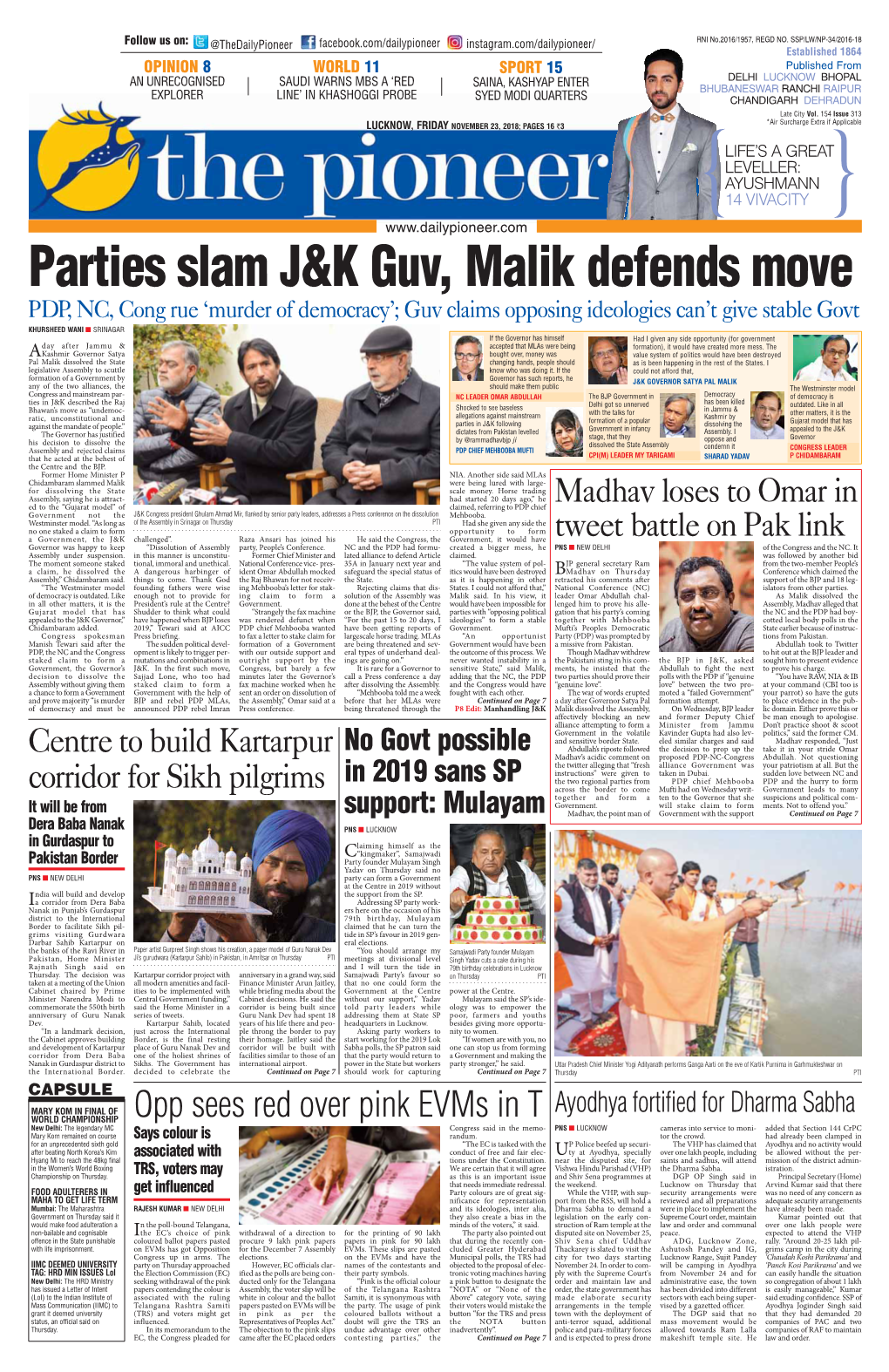 Parties Slam J&K Guv, Malik Defends Move