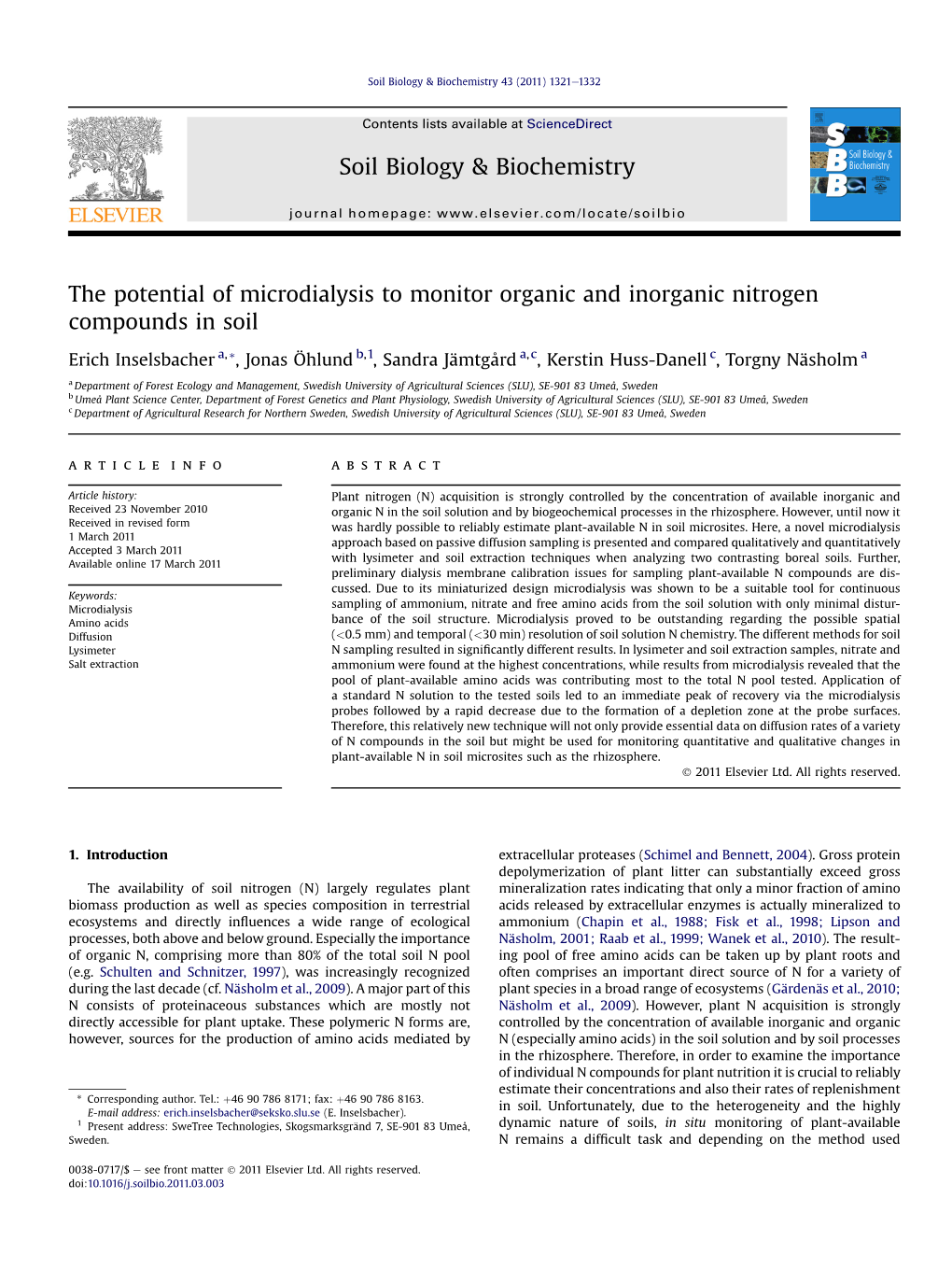 Soil Biology & Biochemistry