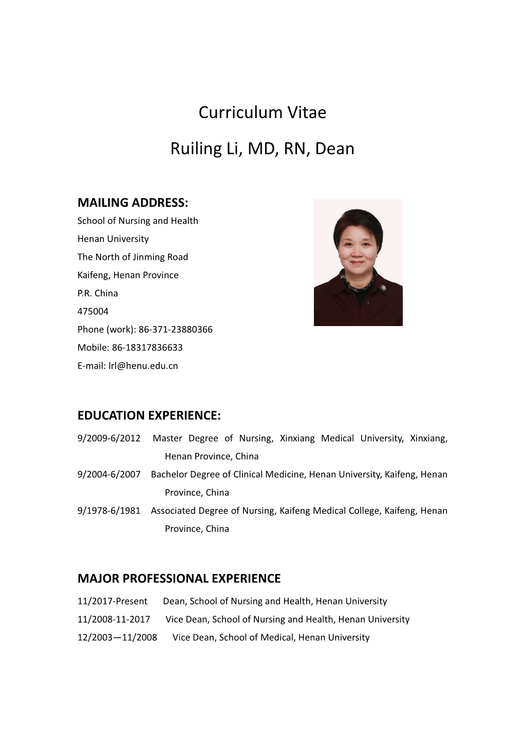 CV-Ruiling Li