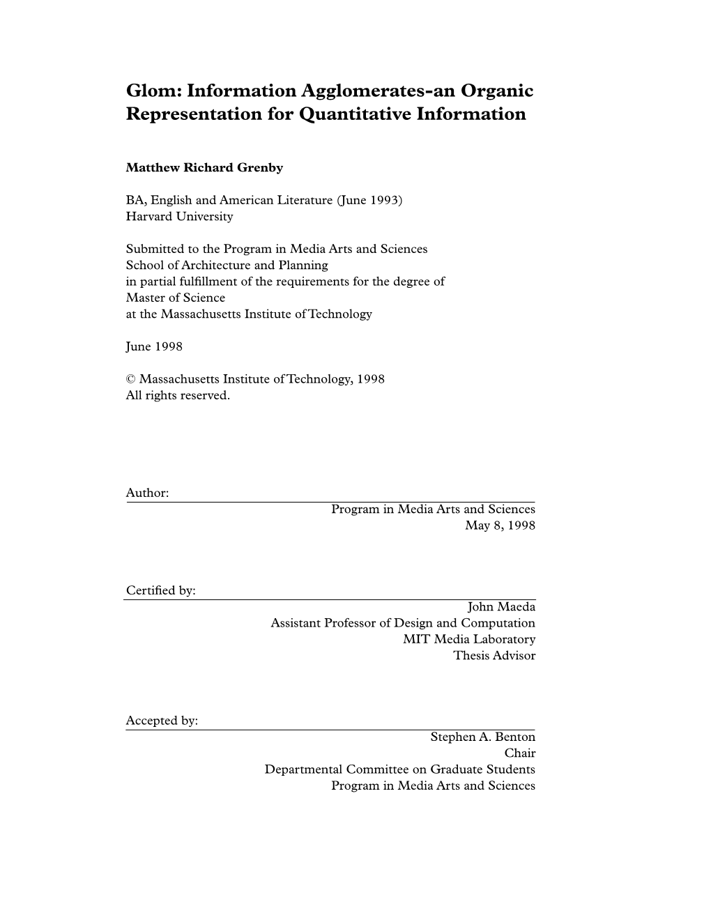 Glom: Information Agglomerates-An Organic Representation for Quantitative Information