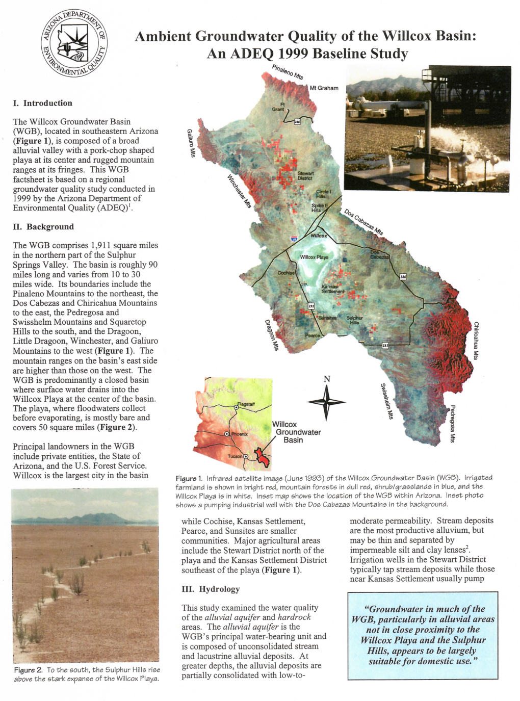 Ambient Groundwater Quality of the Willcox Basin: an ADEQ 1999 Baseline Study