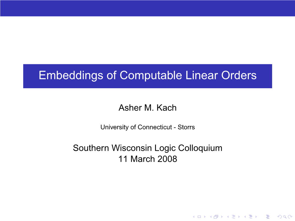 Embeddings of Computable Linear Orders
