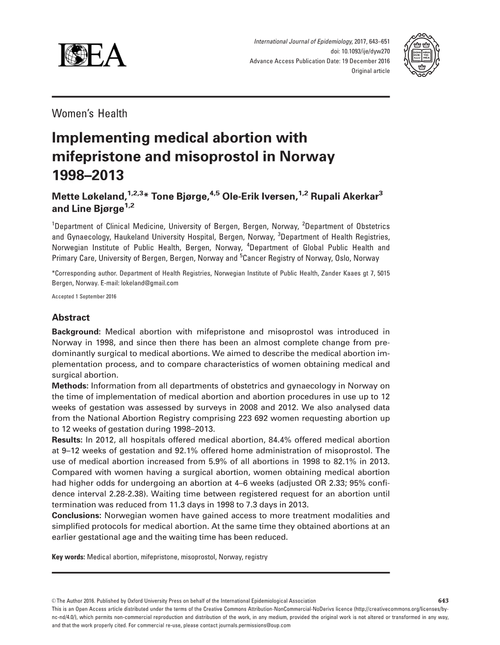 Implementing Medical Abortion with Mifepristone and Misoprostol In