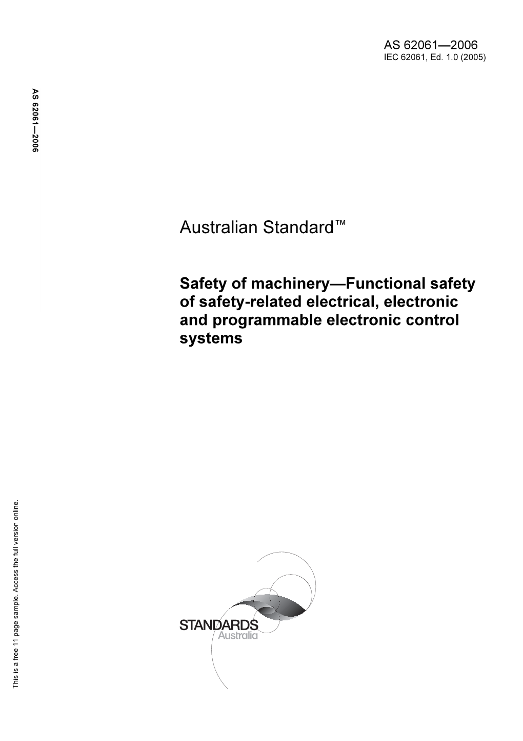 AS 62061-2006 Safety of Machinery