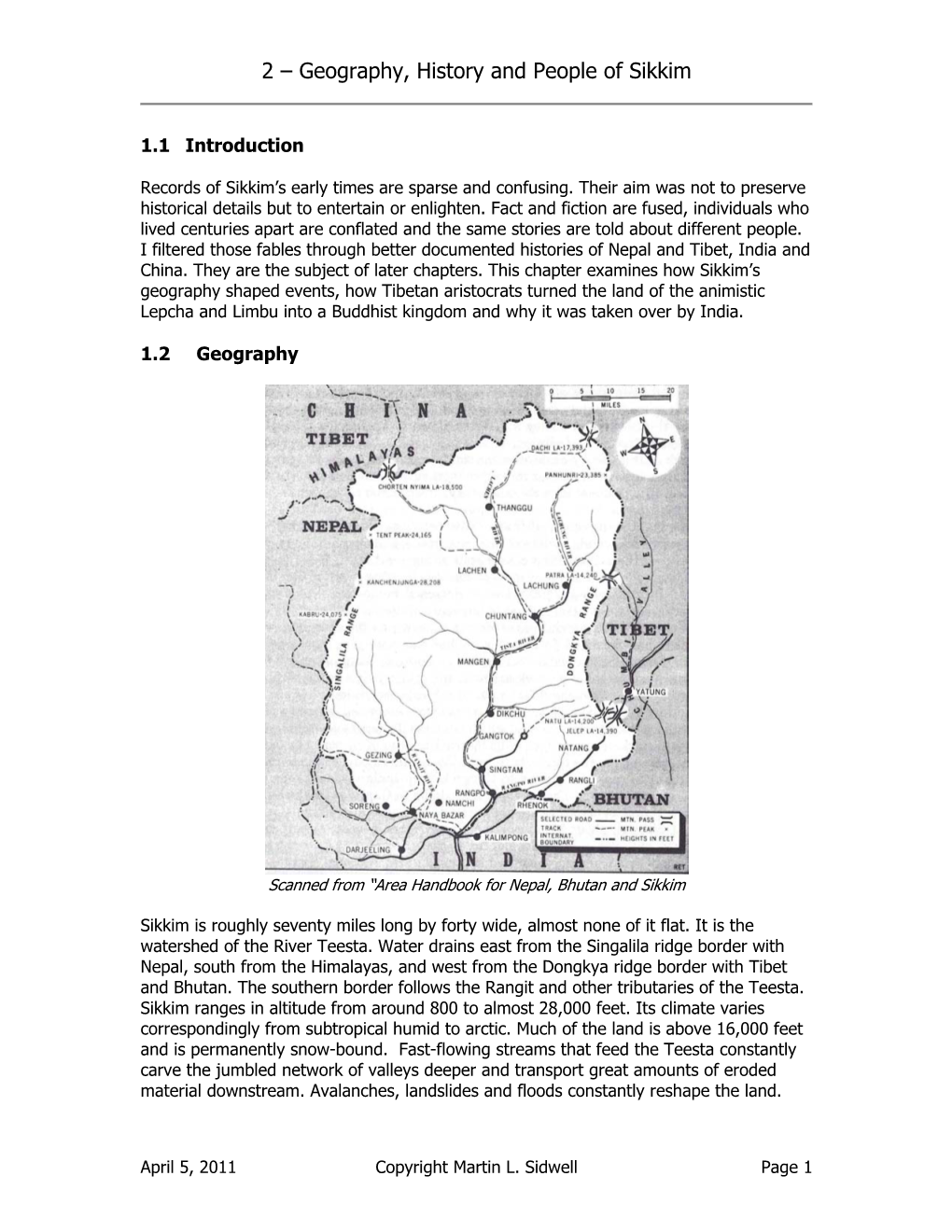 Geography, History and People of Sikkim