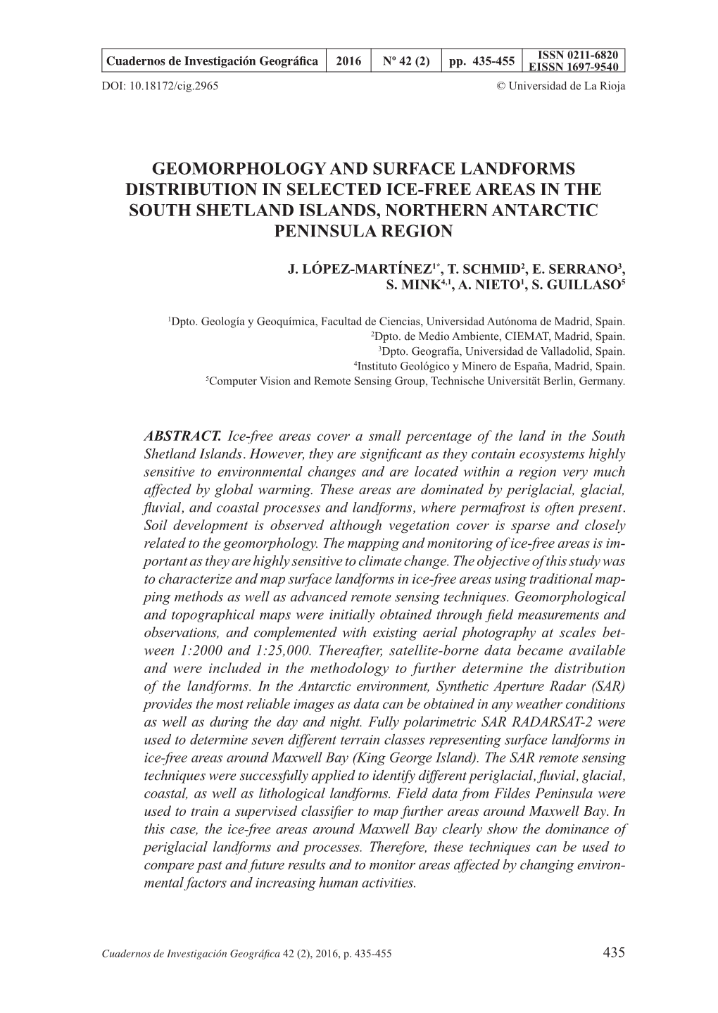 Geomorphology and Surface Landforms Distribution in Selected Ice-Free Areas in the South Shetland Islands, Northern Antarctic Peninsula Region